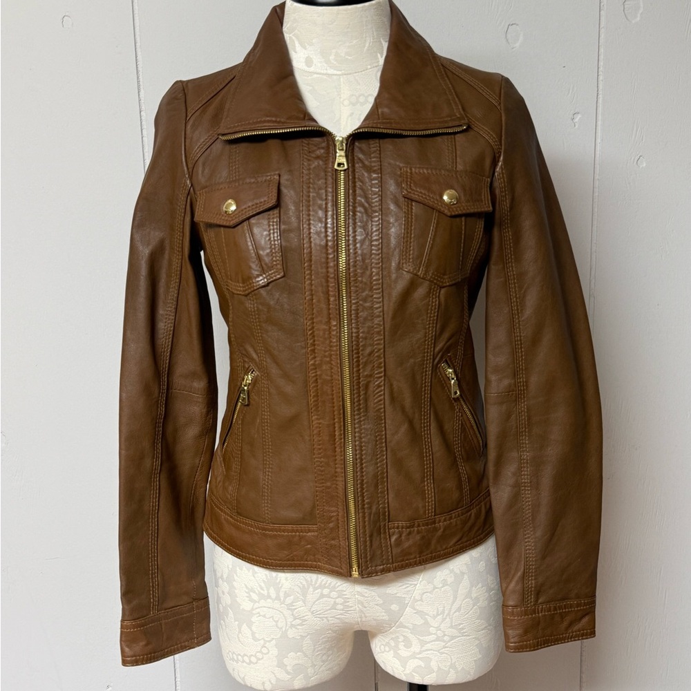 Guess Women's Tan Leather Jacket